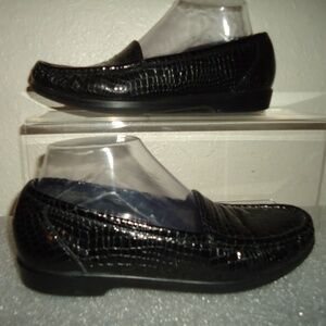 SAS Tripad Comfort  Black Croc Leather Loafer Shoes Women's Size 7-7.5/37